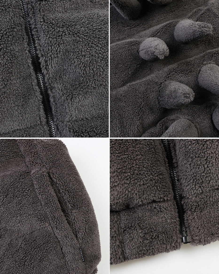 KIIKIO Spiked Fleece Vest with Hood