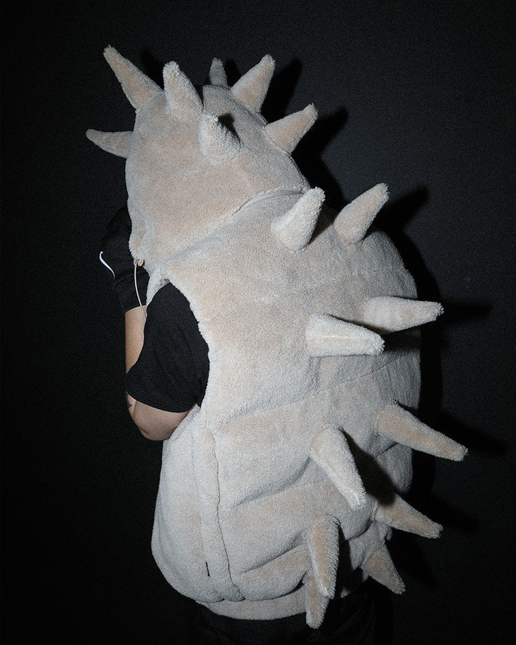 KIIKIO Spiked Fleece Vest with Hood