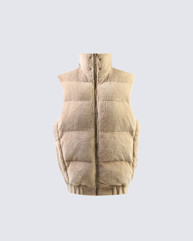 KIIKIO Spiked Fleece Vest with Hood
