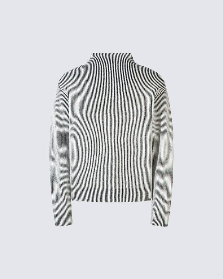 Reversible High-Neck Knit Sweater