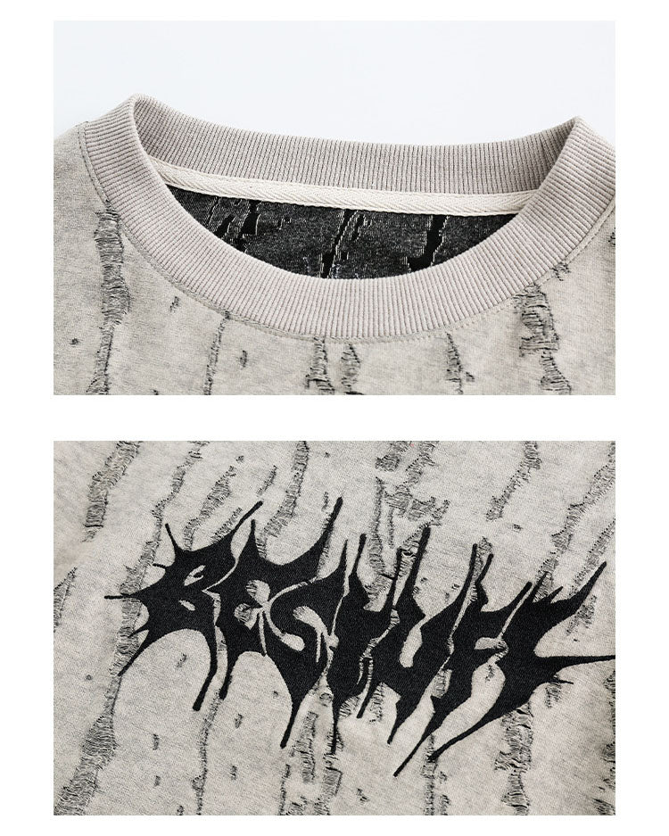 Letter Embroidered Fake Two Piece Sweatshirt