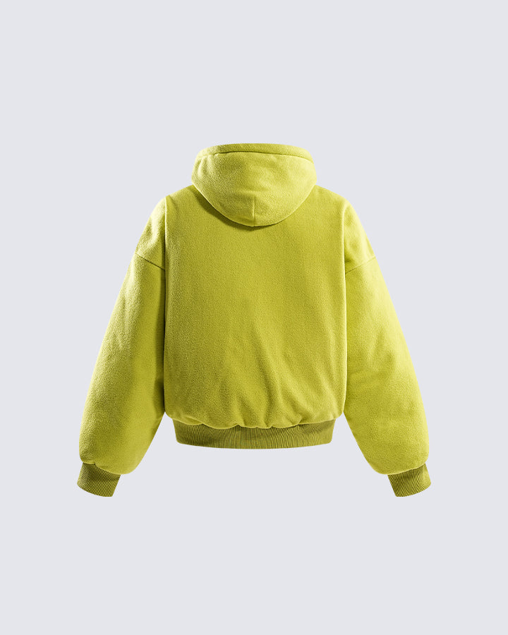 Letter Print Hooded Cotton Jacket