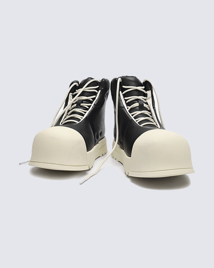 Vintage Color-Block Round-Toe High-Top Shoes