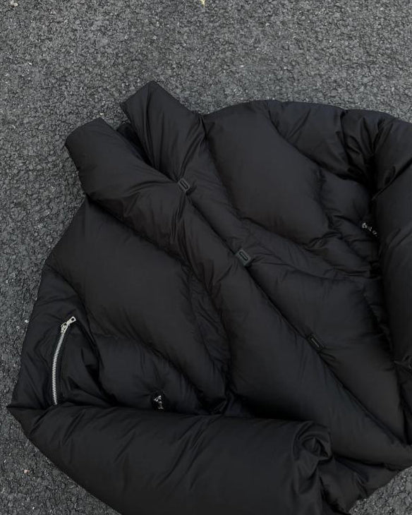High-Neck Cotton Padded Jacket with Adjustable Hood