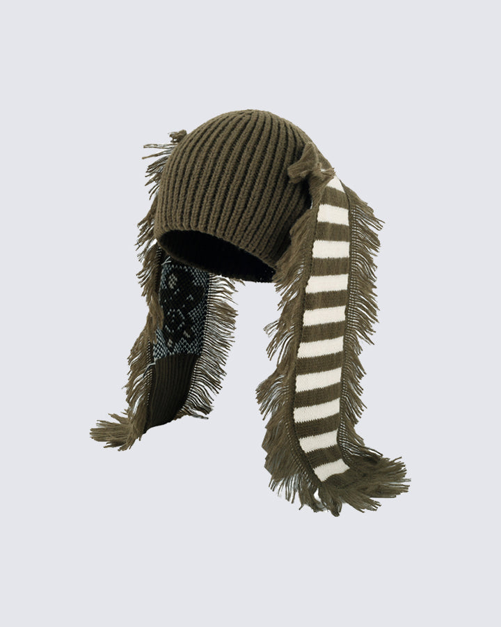 Long Ears Tassel Knit Ear Warmer Hat