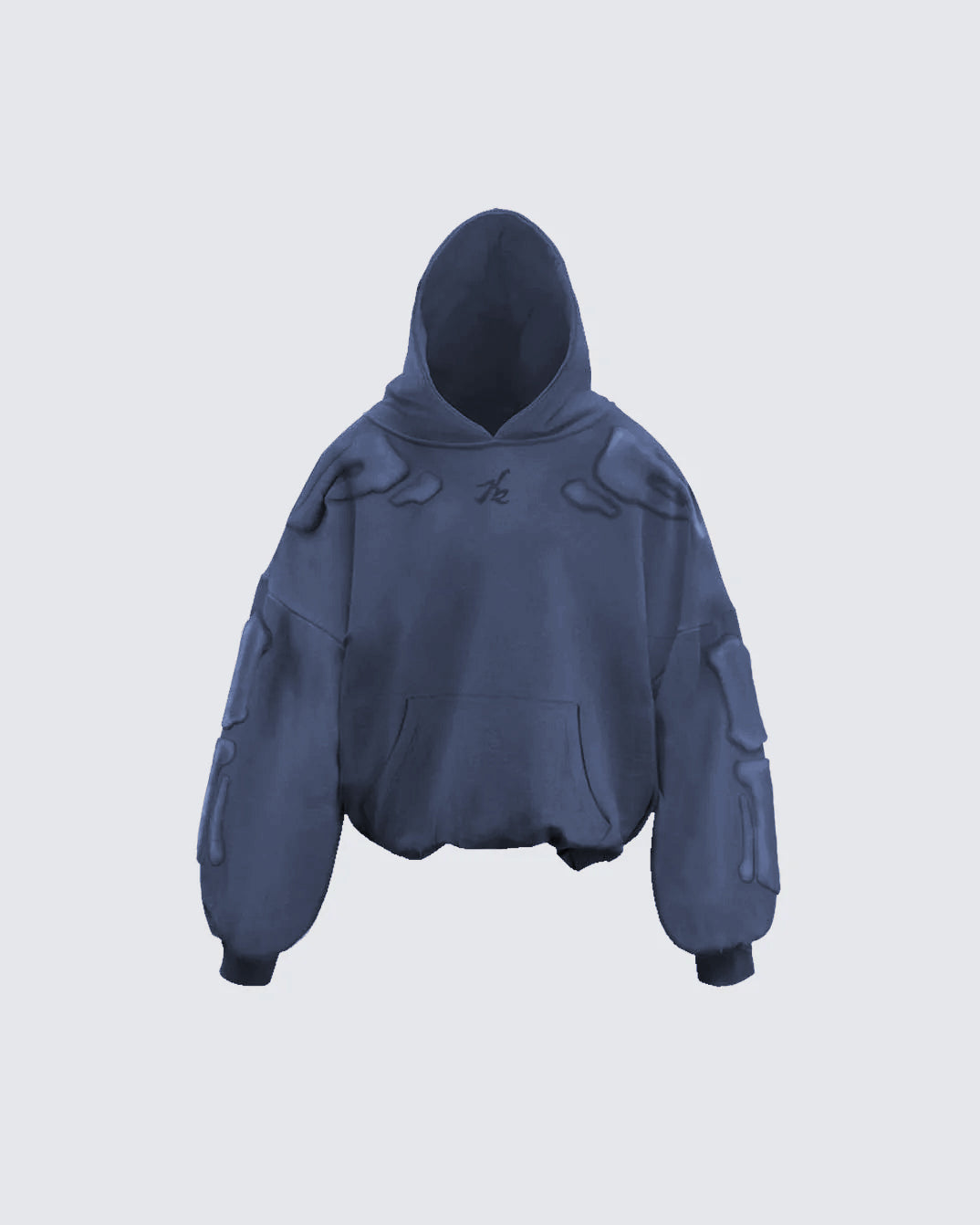 KIIKIO Warm Textured Double-Layer 3D Skeleton Hoodie
