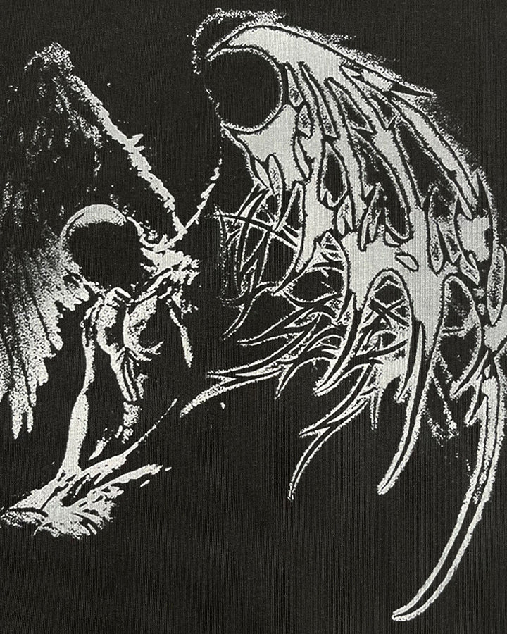 Dark Angel Print Mock Two Piece Long Sleeve T-Shirt