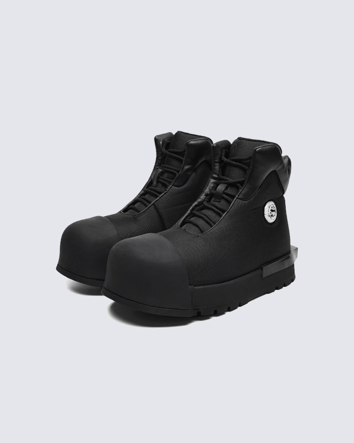 Vintage Color-Block Round-Toe High-Top Shoes