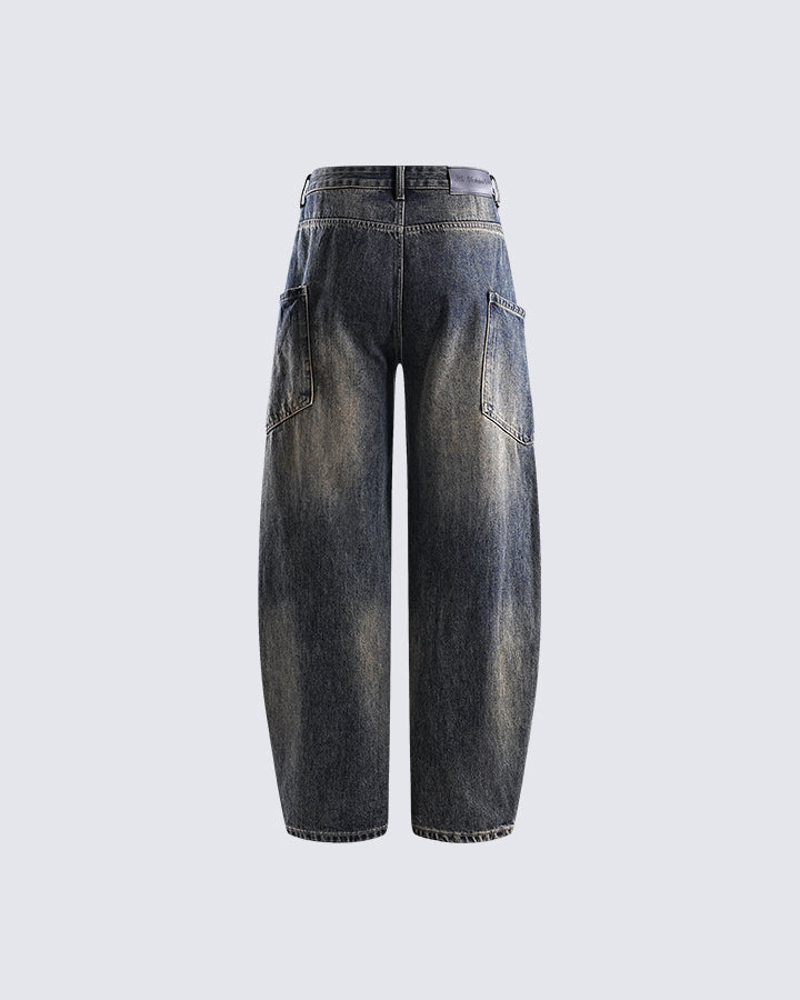 Vintage Curved Knife Deconstructed Jeans