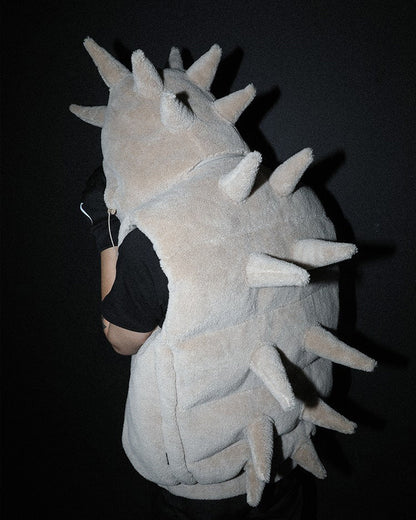 KIIKIO Spiked Fleece Vest with Hood