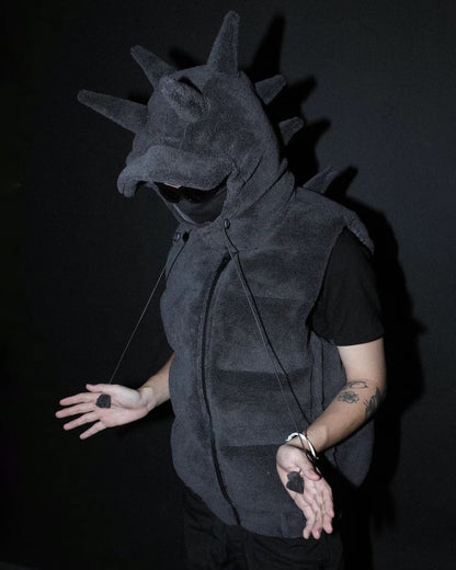 KIIKIO Spiked Fleece Vest with Hood