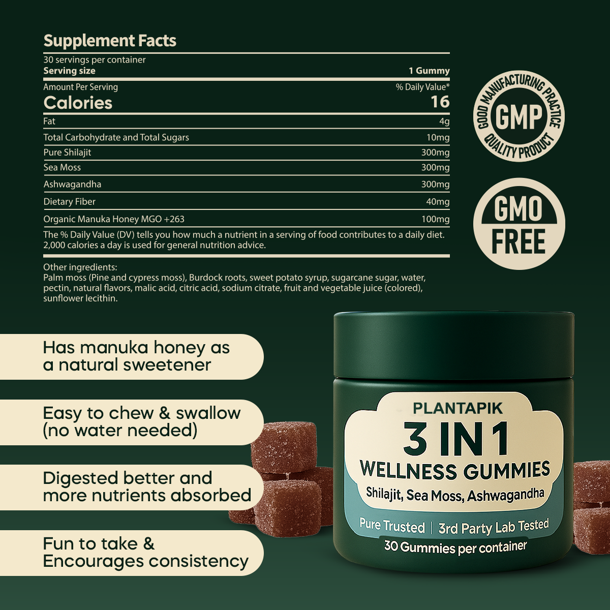 Plantapik® 3-in-1 Wellness Gummies