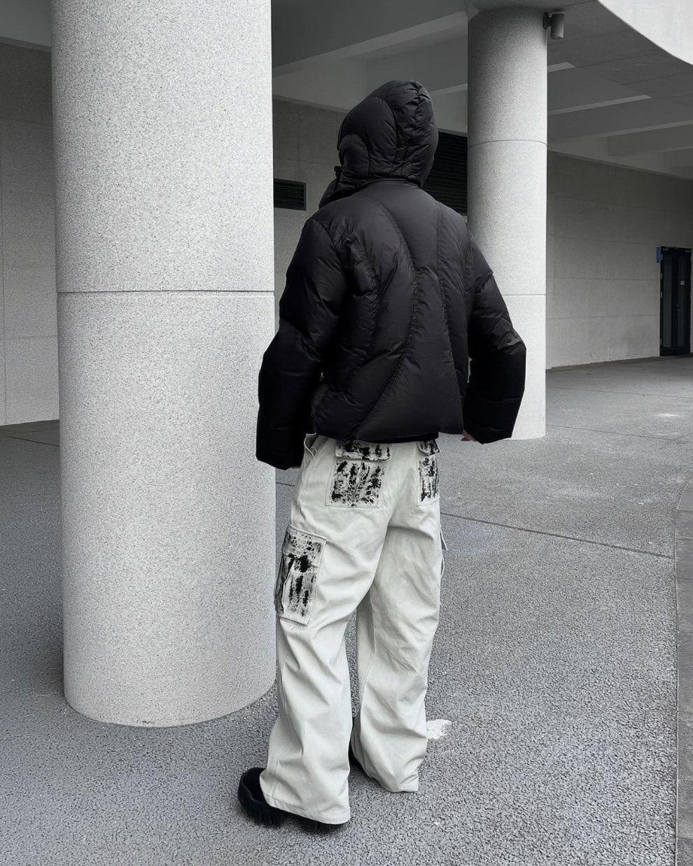 High-Neck Cotton Padded Jacket with Adjustable Hood