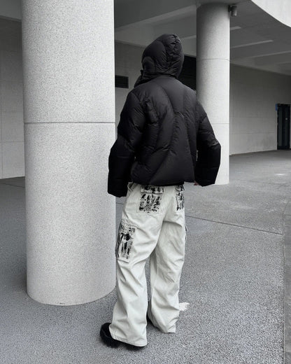 High-Neck Cotton Padded Jacket with Adjustable Hood