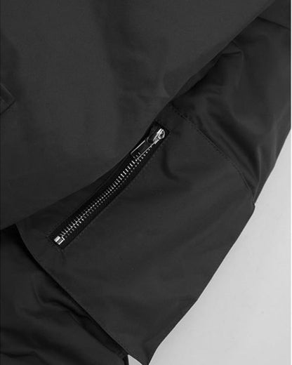 Retro Faux Layered Hooded Puffer Jacket