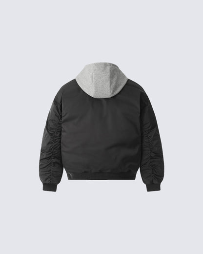 Retro Faux Layered Hooded Puffer Jacket