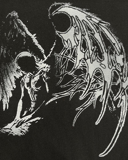 Dark Angel Print Mock Two Piece Long Sleeve T-Shirt